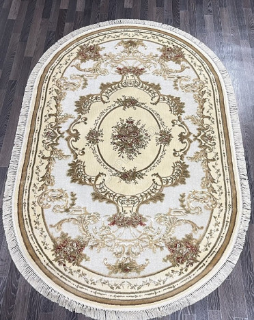 Ковер бельгийский 5133498440 KUNDUZ (Вискоза, кремовый) овальный